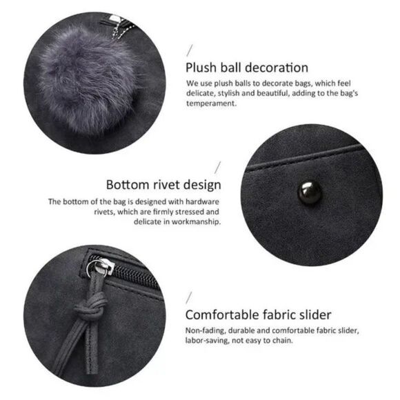 New Studded Tote Handbags Top Casual Shoulder Bags Hobo Bag Grey - Picture 8 of 10